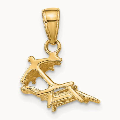3-D Lounge Beach Chair Pendant, 14K