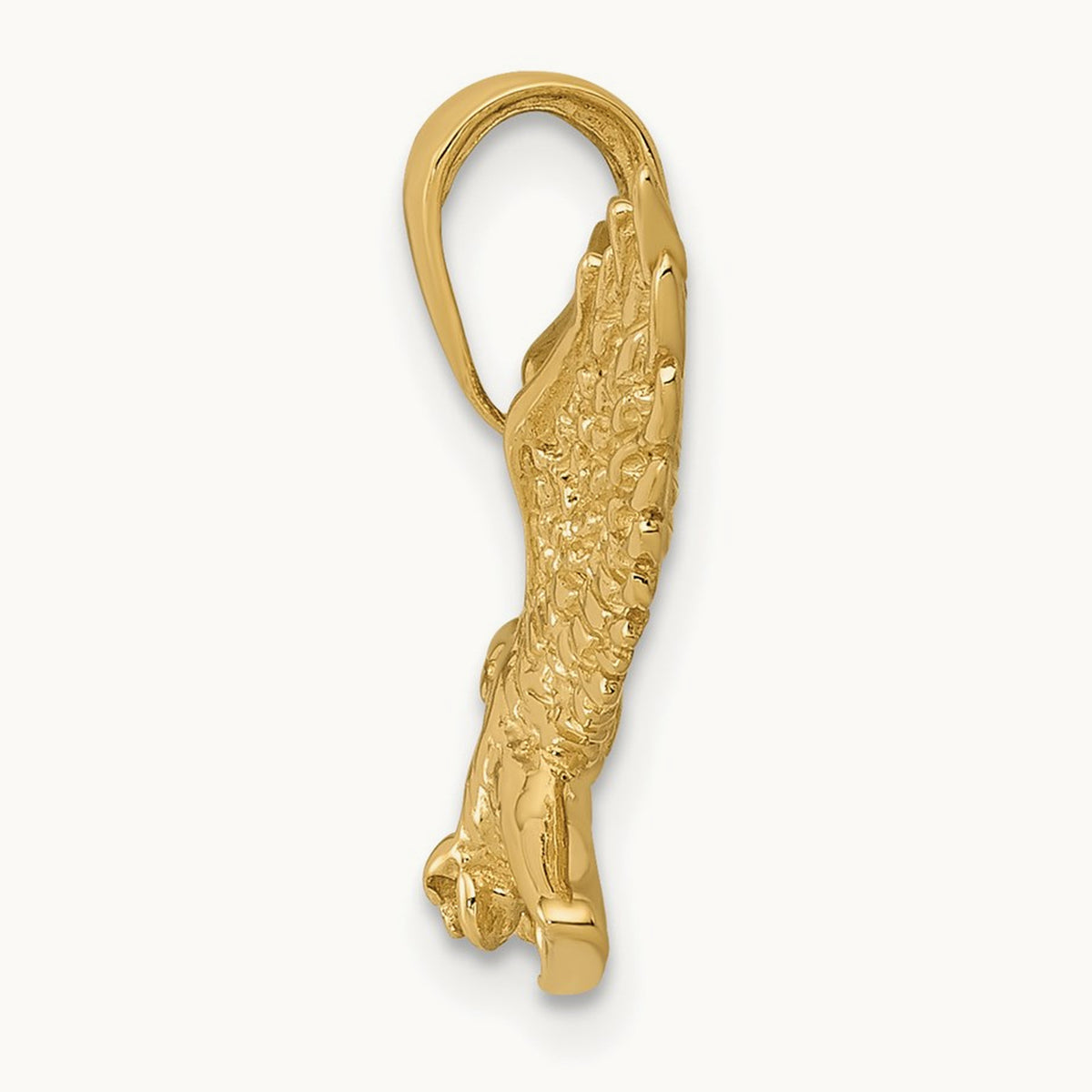 Solid Polished Eagle Landing Pendant — 14K Yellow Gold