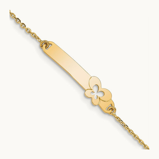 Children's Polished Butterfly w/1in ext. ID Bracelet, 14K
