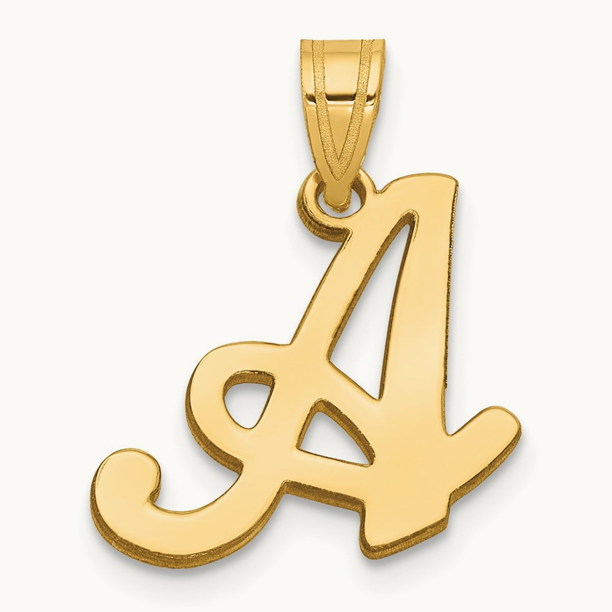 Script Letter A Initial Pendant, 14K