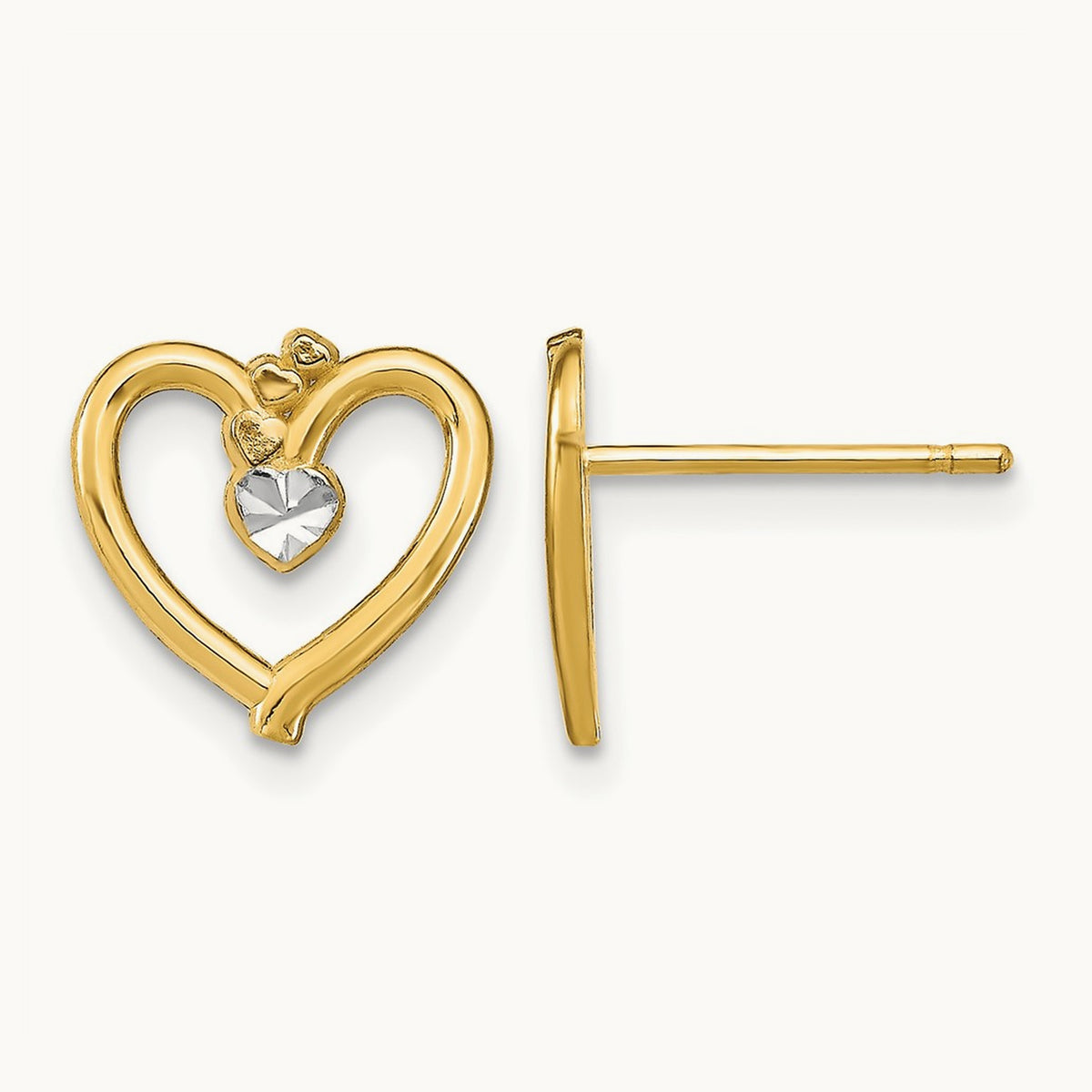 w/ D/C Heart Post Earrings — 10mm