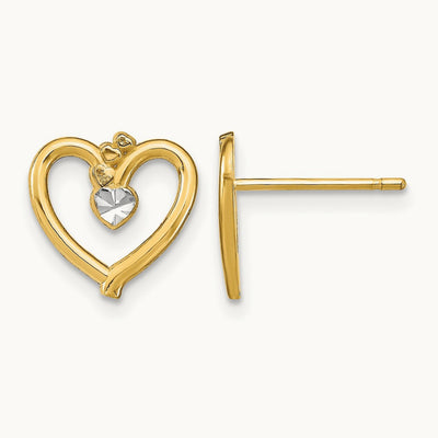 w/ D/C Heart Post Earrings — 10mm