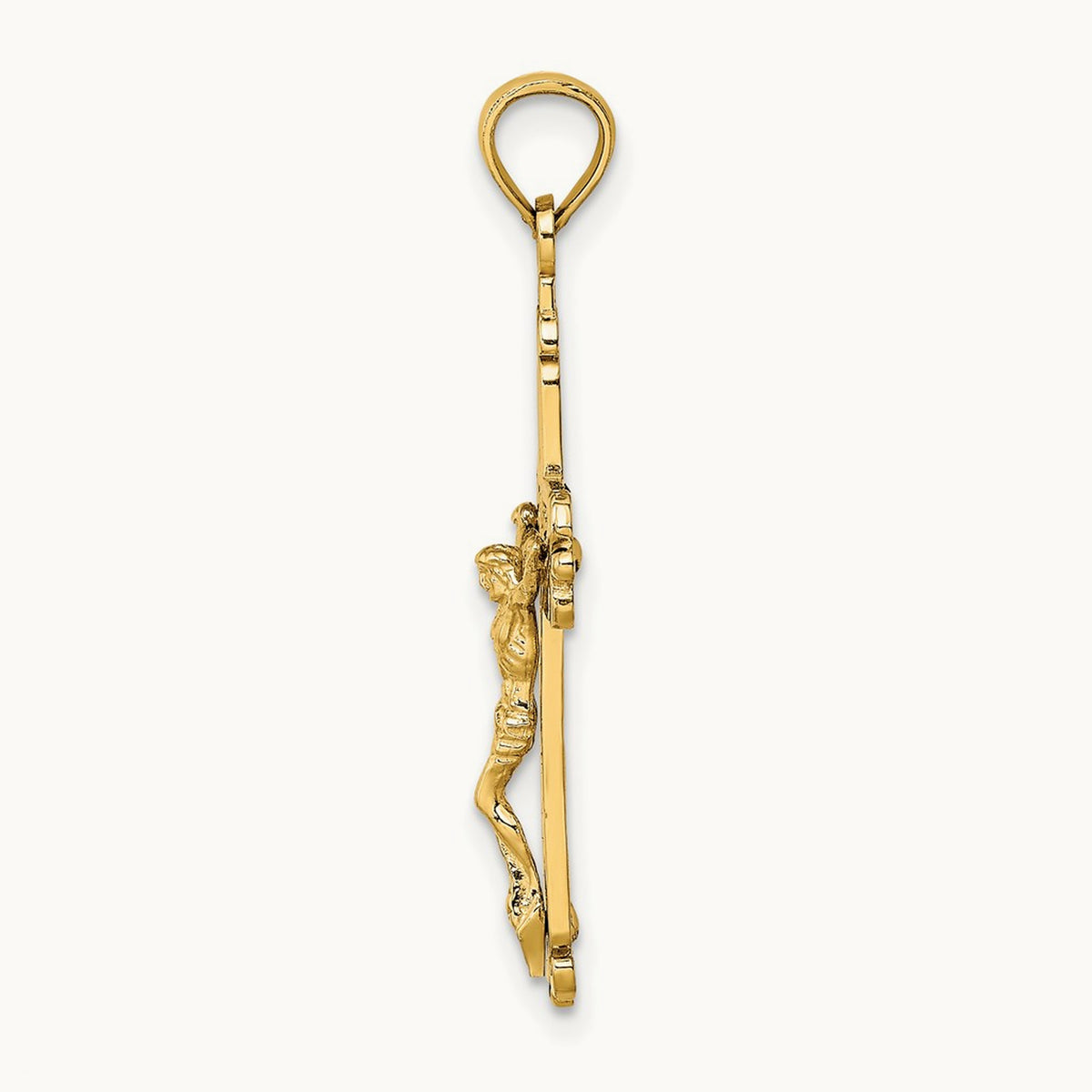 Fancy Crucifix Charm — 14K Yellow Gold
