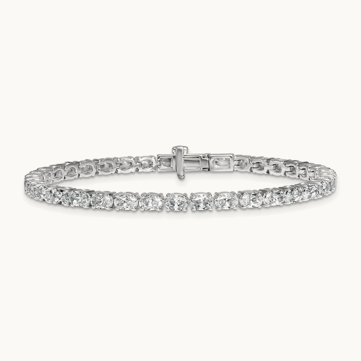 Oval Tennis Bracelet, 7.00 ct tw Lab-Grown Diamond — 14K White Gold