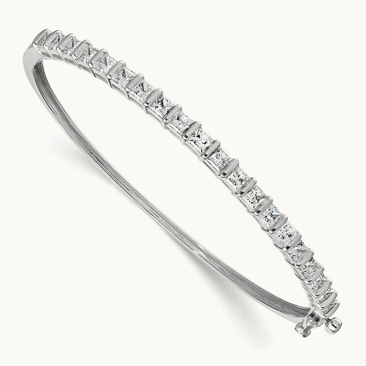 Hinged Bangle, 3.50 ct tw Lab-Grown Diamond — 14K White Gold