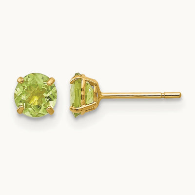 Round Peridot Post Earrings — 4mm