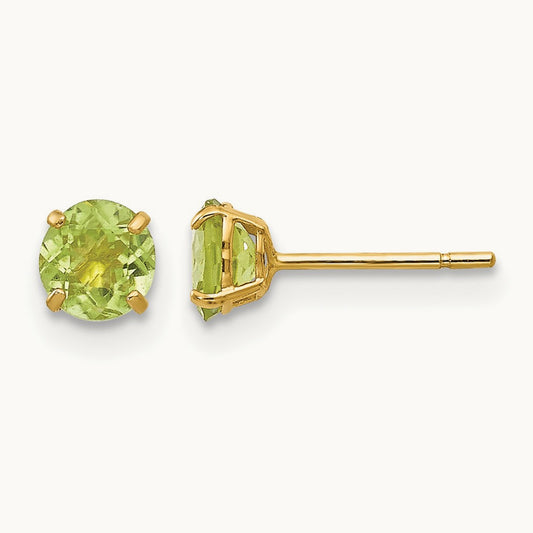 Round Peridot Post Earrings — 4mm