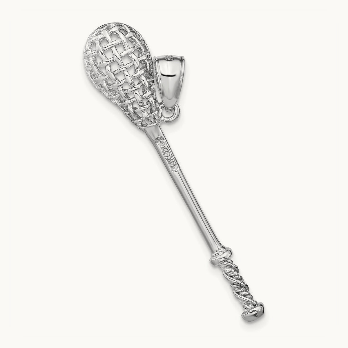 3-D Lacrosse Stick Charm, 14K White Gold