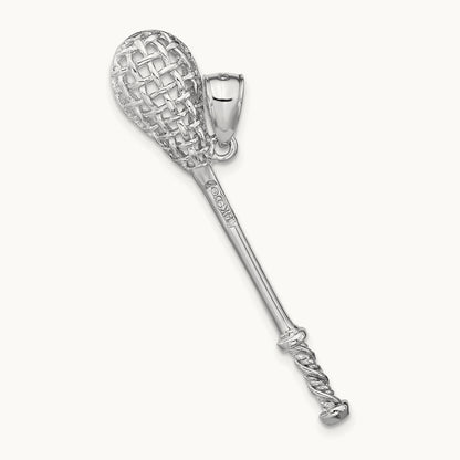 3-D Lacrosse Stick Charm, 14K White Gold