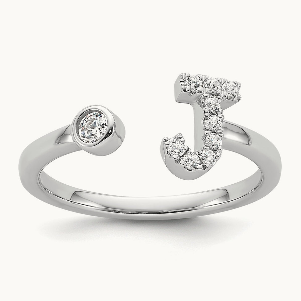 Initial J Adjustable Ring, 0.15 ct tw Lab-Grown Diamond