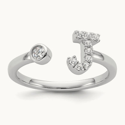 Initial J Adjustable Ring, 0.15 ct tw Lab-Grown Diamond
