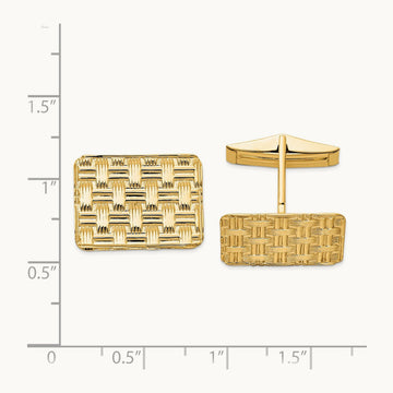 Men's Basketweave Textured Cuff Links, 14K