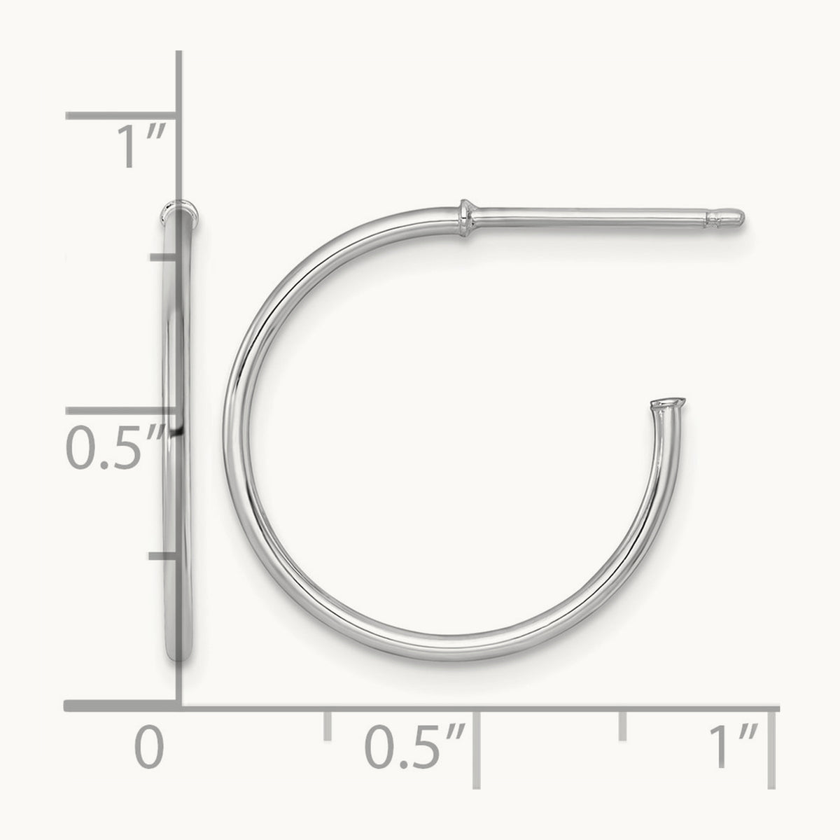 1.2 x Polished Post Hoop Earrings — 14K White Gold