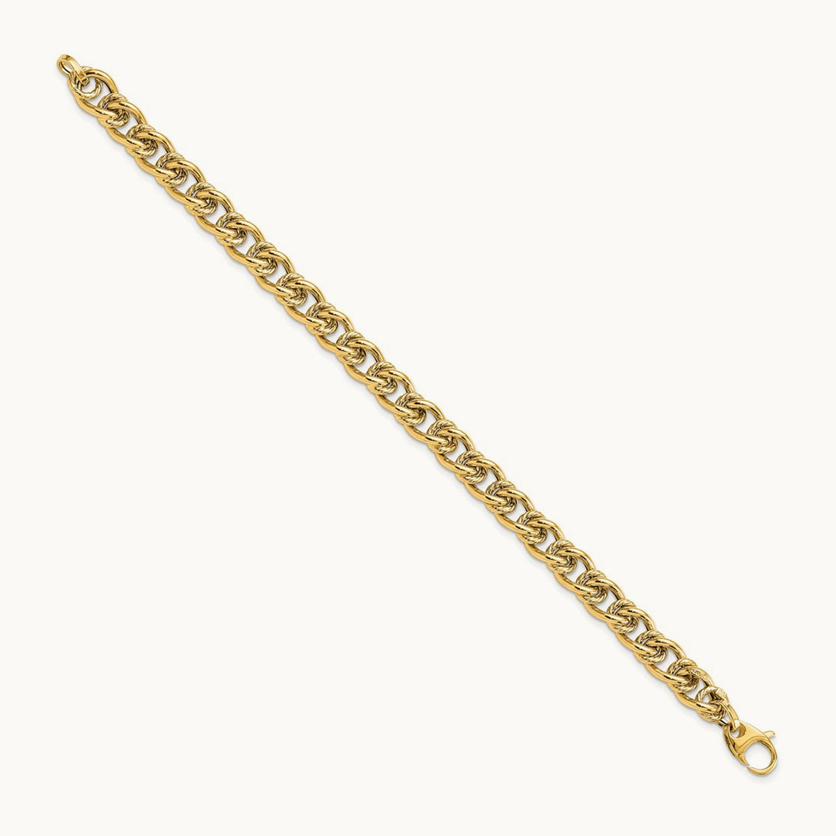 Polished Fancy Link Bracelet, 14K