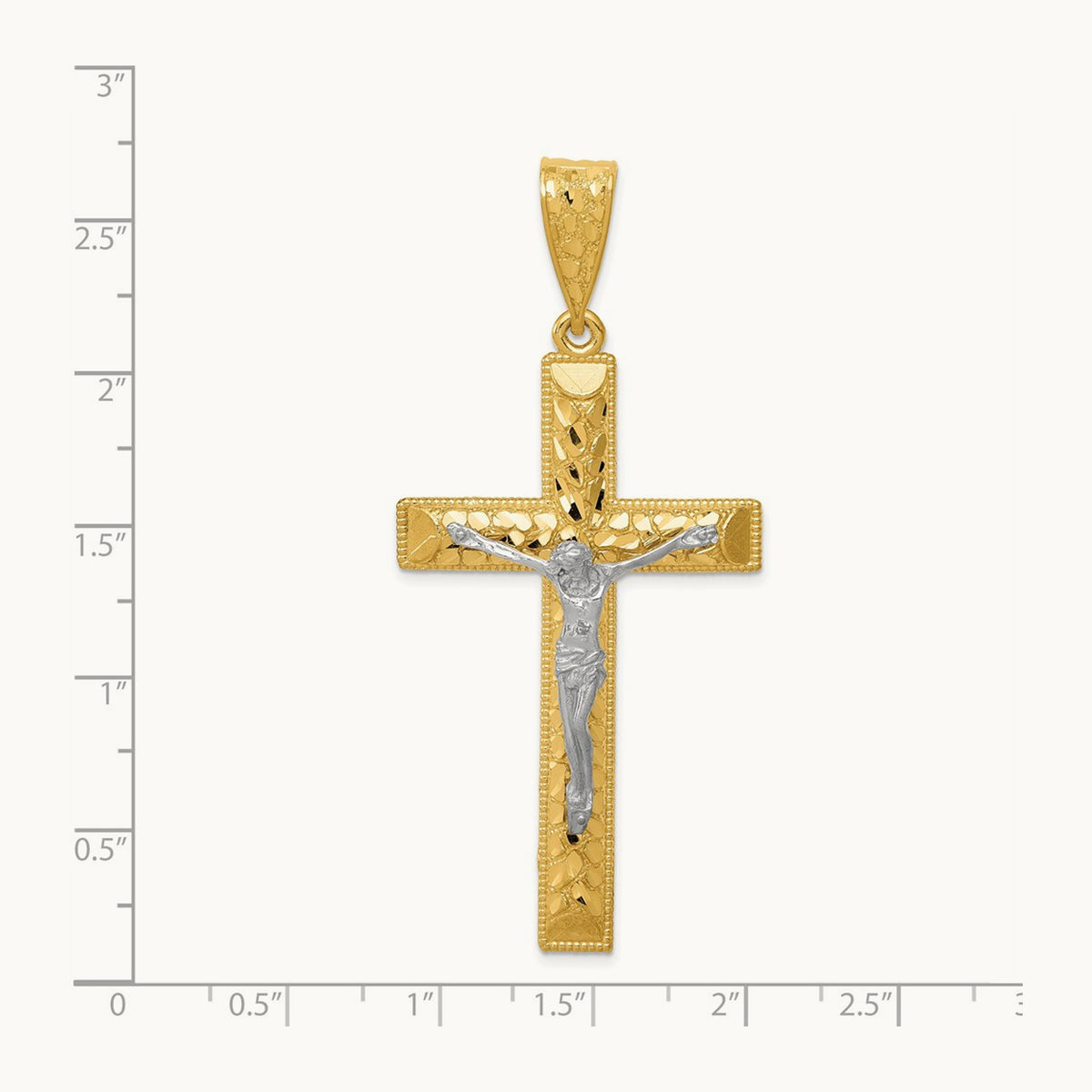Diamond-cut Crucifix Pendant, 14K Two-tone