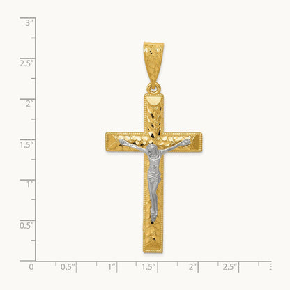 Diamond-cut Crucifix Pendant, 14K Two-tone