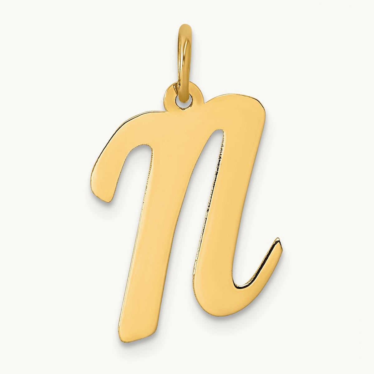 Large Script Initial Charm — 14K Yellow Gold, N