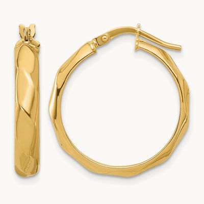 Polished Twisted Round Hoop Earrings — Leslie's — 25mm
