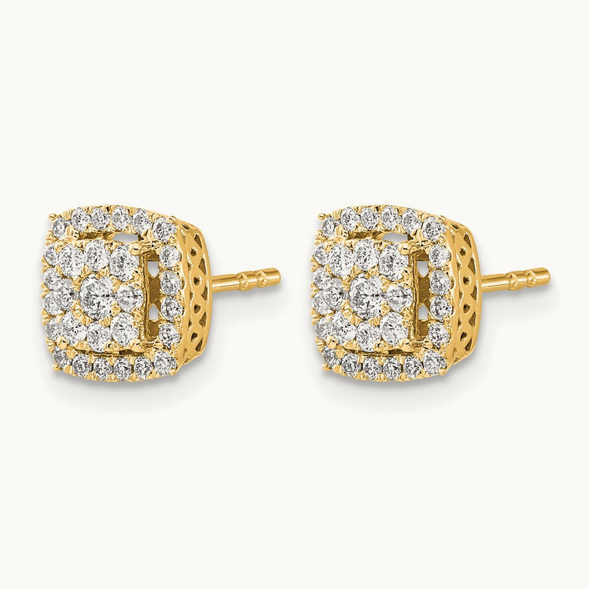 Diamond Post Earrings — 14K Yellow Gold