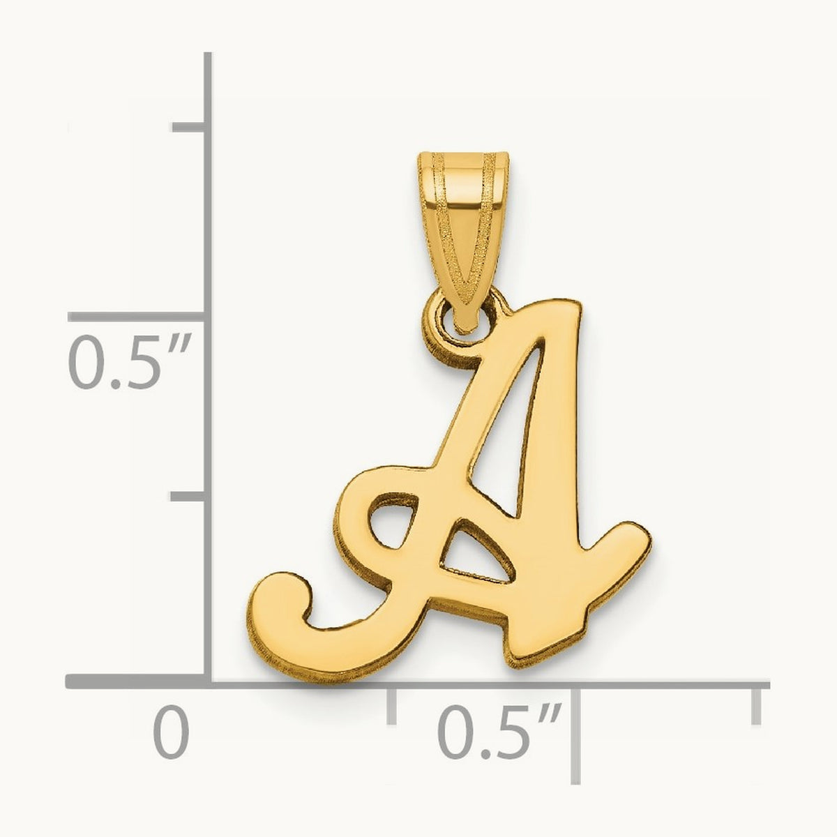 Script Letter A Initial Pendant, 14K Yellow Gold