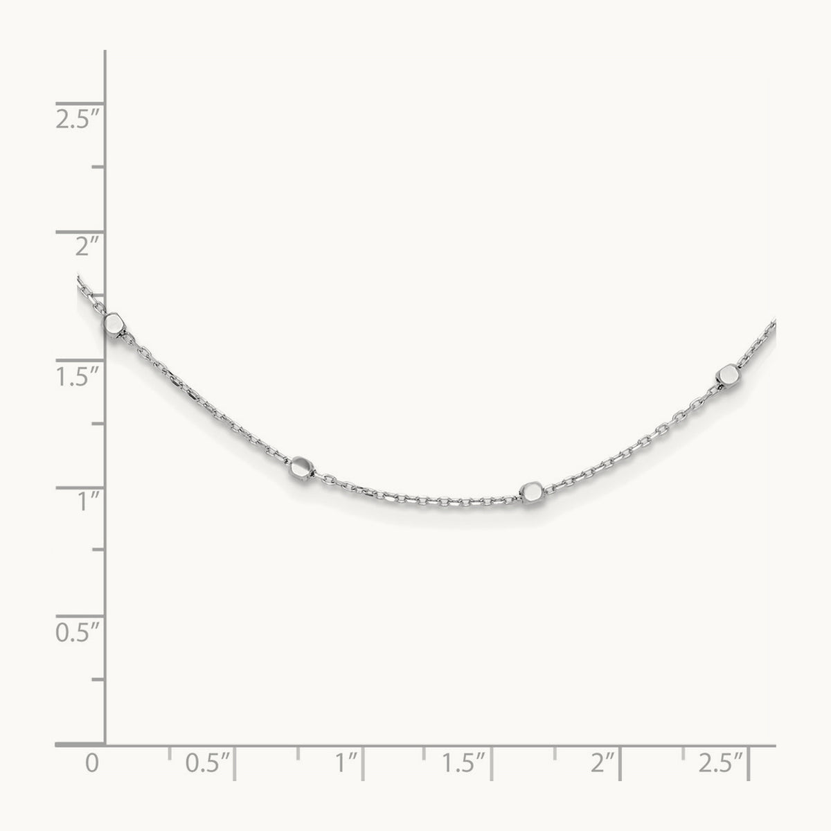 Polished Cube Stations with 2in extension Necklace — 14K White Gold