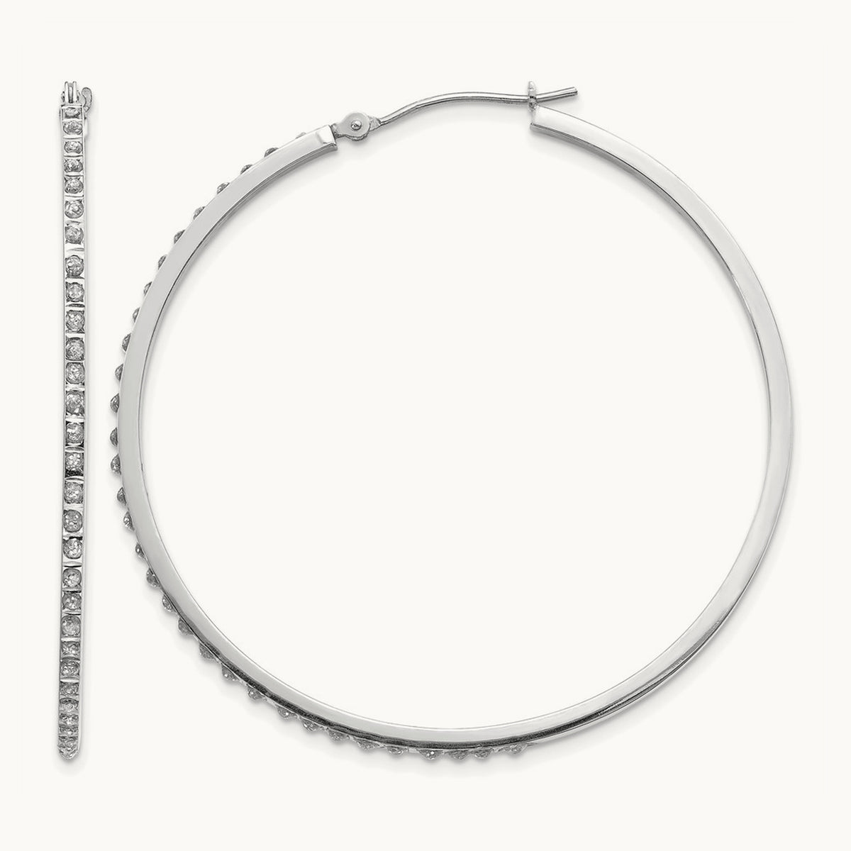 WG Diamond Fascination Dia. Dust/Accent Hoop Earrings, 14K