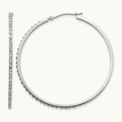 WG Diamond Fascination Dia. Dust/Accent Hoop Earrings, 14K