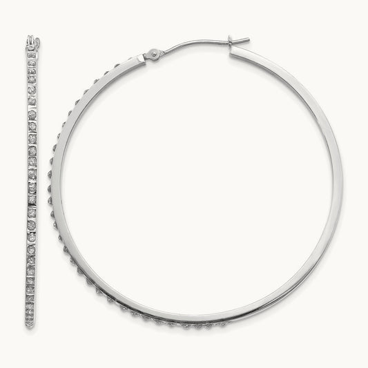 WG Diamond Fascination Dia. Dust/Accent Hoop Earrings, 14K