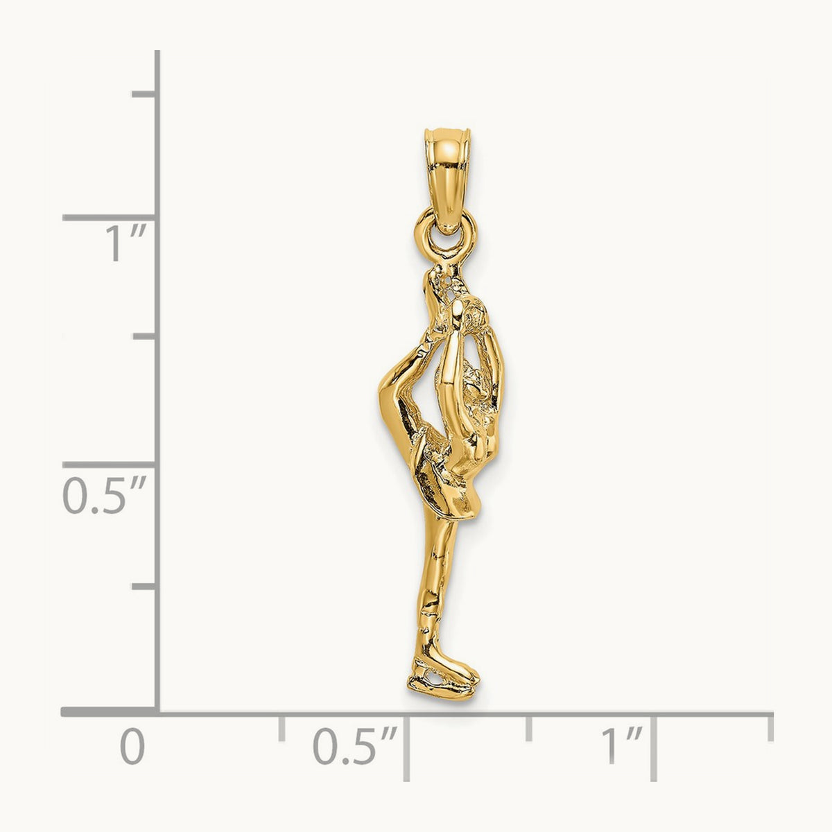 Solid Polished 3-D Figure Skater Charm, 14K