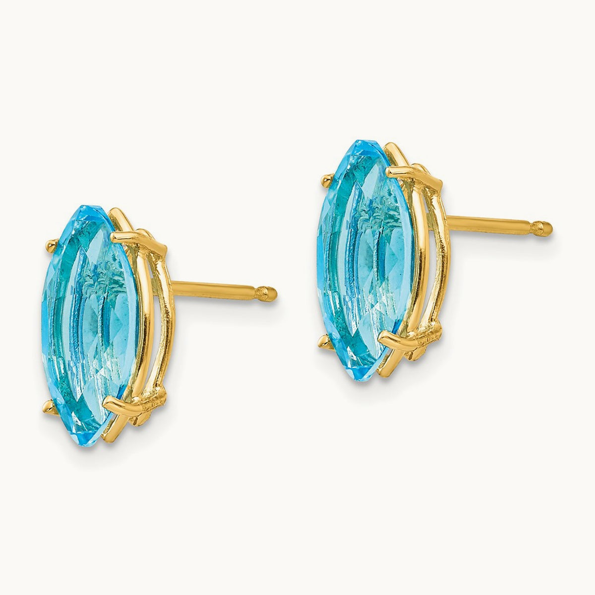 12x6mm Marquise Blue Topaz earring, 14K
