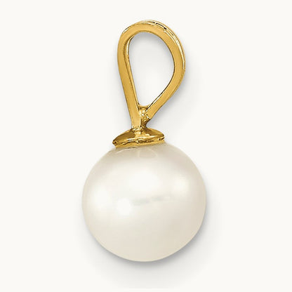 5- White Round Freshwater Cultured Pearl Pendant, 14K