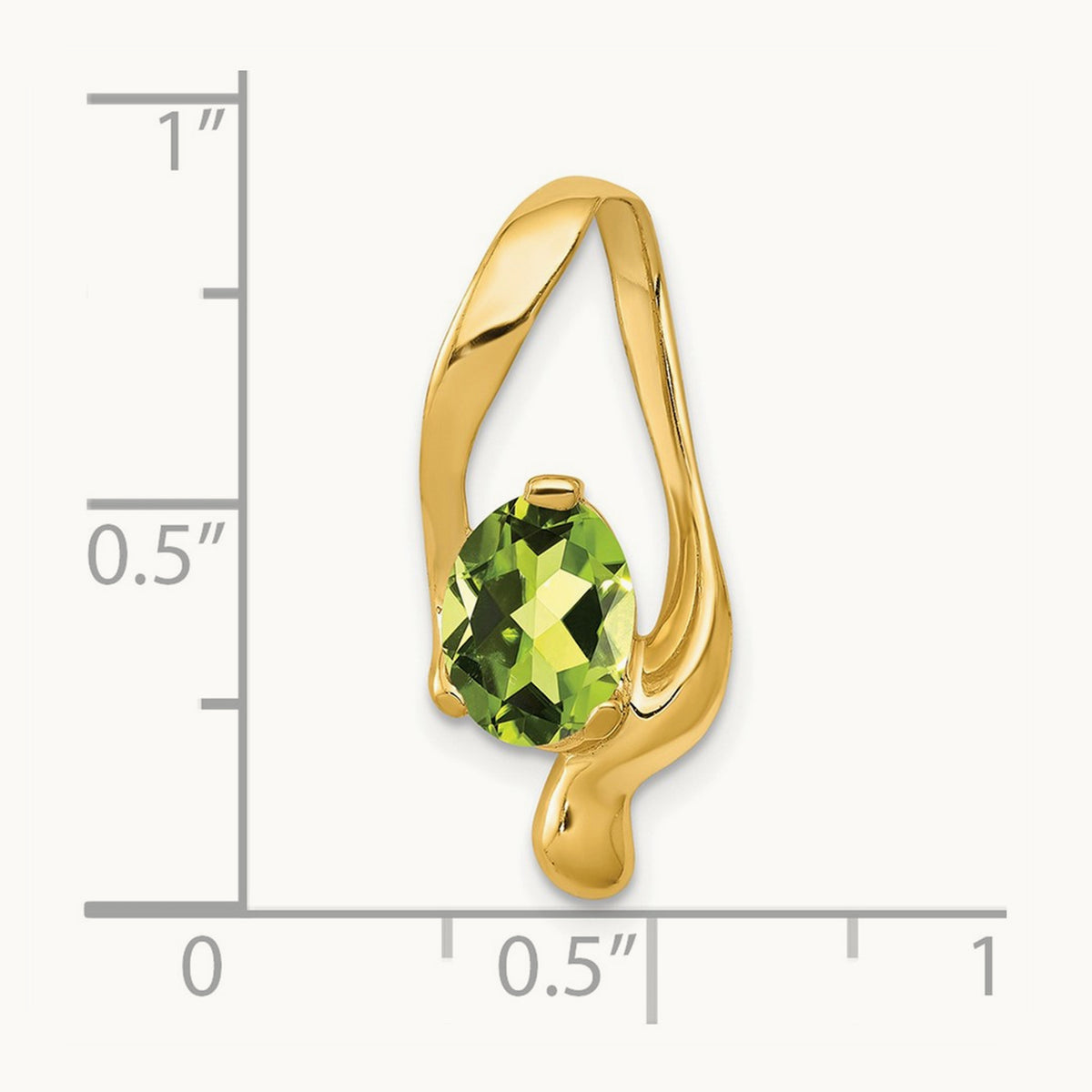 8x6mm Oval Peridot Slide, 14K