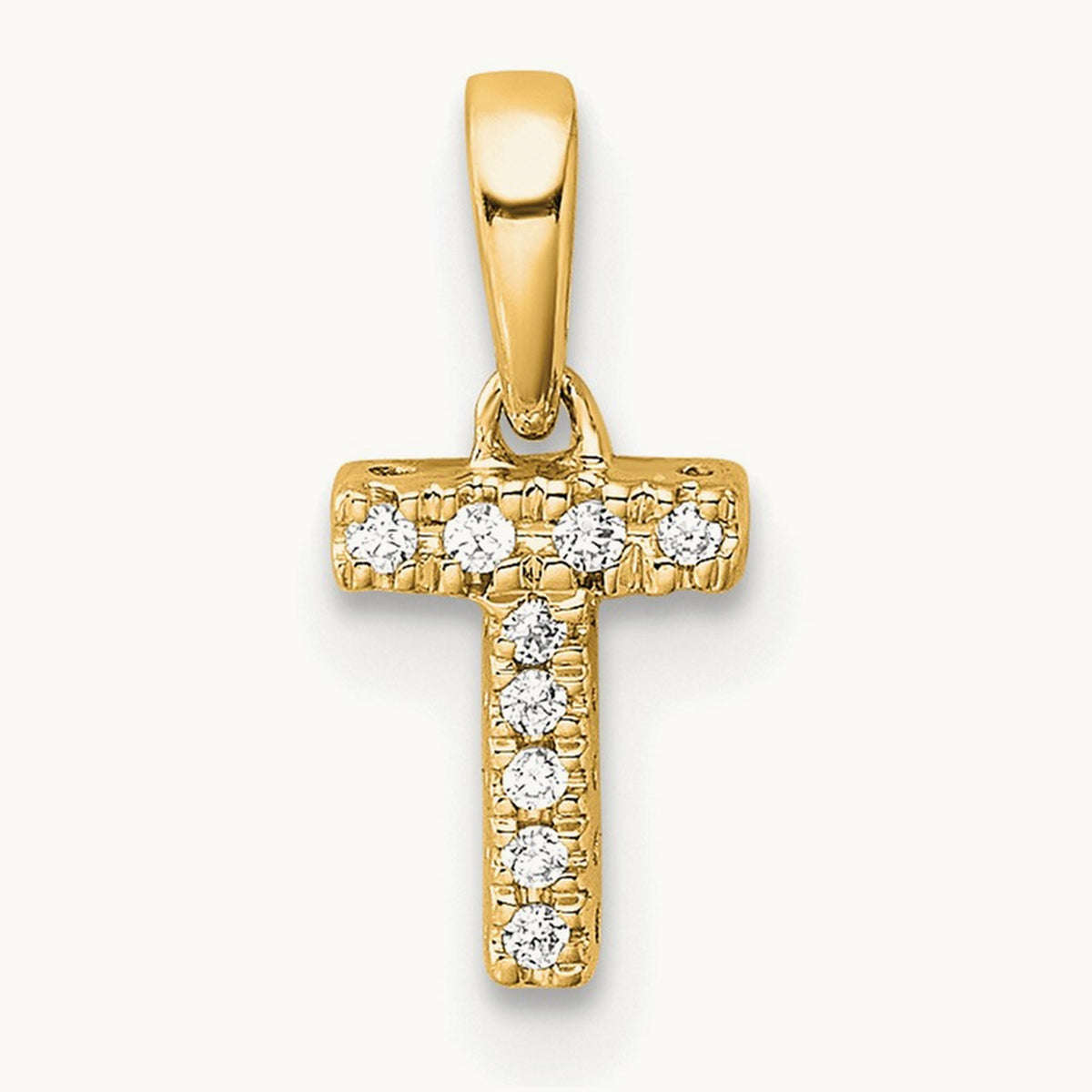 Diamond Initial with Bail Pendant — 14K Yellow Gold, T