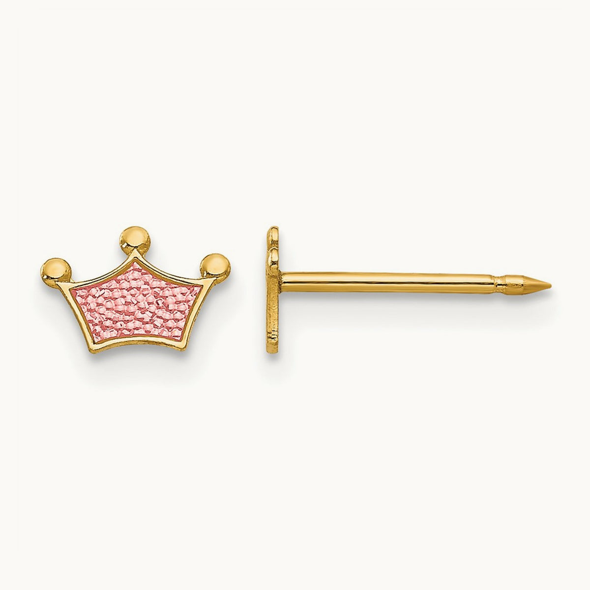 Inverness 14k Epoxy Fill Pink Crown Earrings