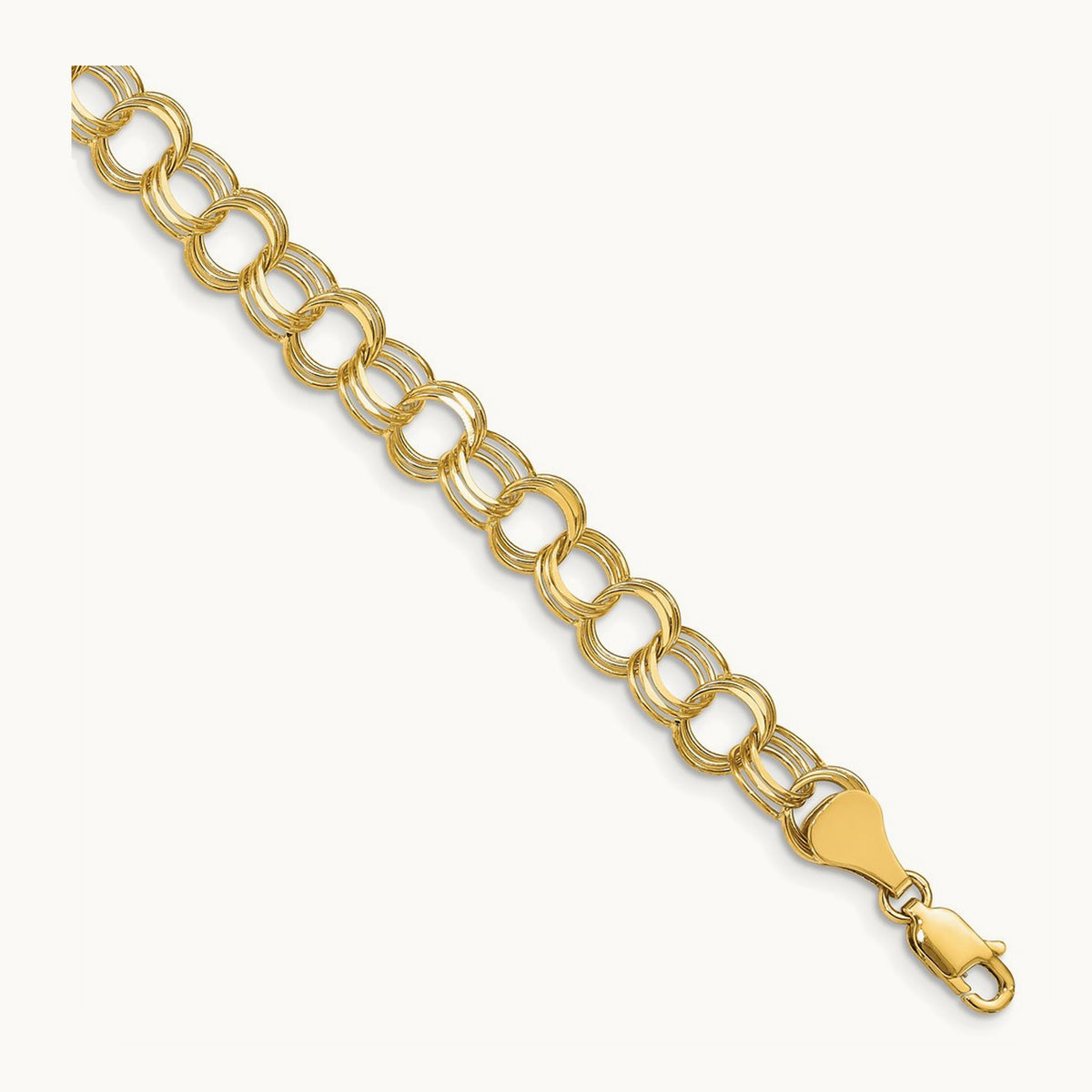 Triple Link Charm Bracelet — 14K Yellow Gold
