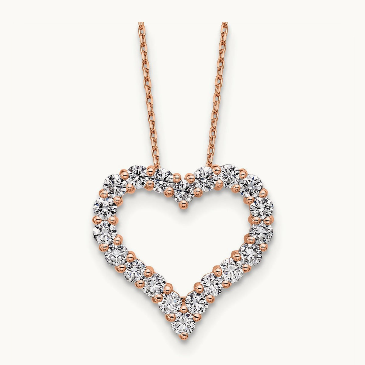Heart Necklace, 1.50 ct tw Lab-Grown Diamond in 14K Rose Gold