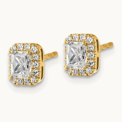 Radiant Halo Post Earrings, 0.50-8.50 ct tw Lab-Grown Diamond — 5/8 ct, 14K Yellow Gold