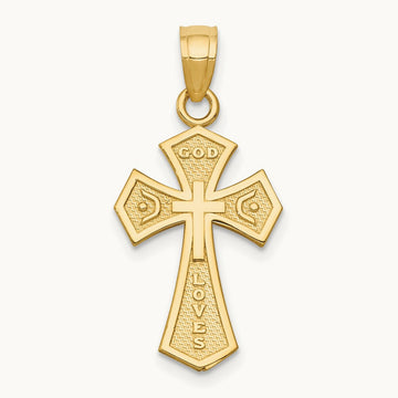 Reversible Passion Cross Pendant, 14K