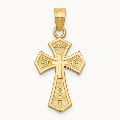 Reversible Passion Cross Pendant, 14K