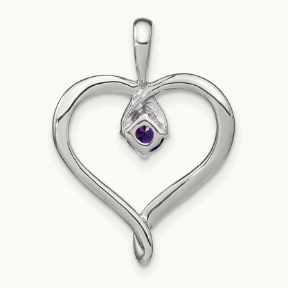Amethyst Heart Pendant, 14K White Gold