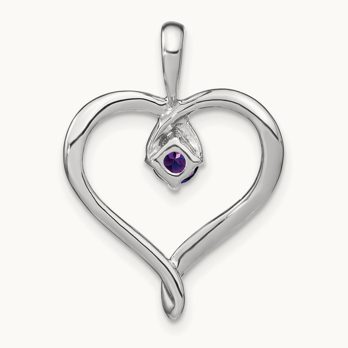 Amethyst Heart Pendant, 14K White Gold