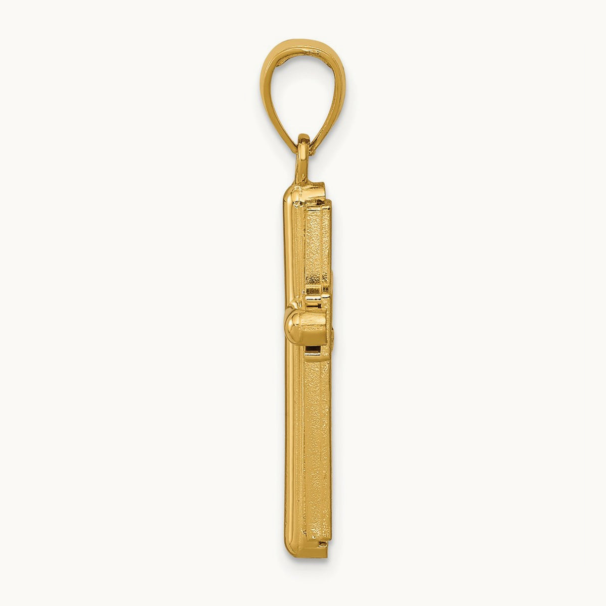 Polished Beveled Stick Cross W/Frame Pendant, 14K Gold