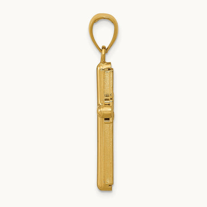 Polished Beveled Stick Cross W/Frame Pendant, 14K Gold