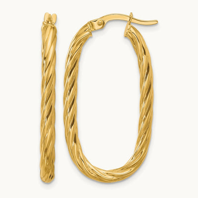 Polished Twisted Oval Hoop Earrings — Leslie's — 18mm