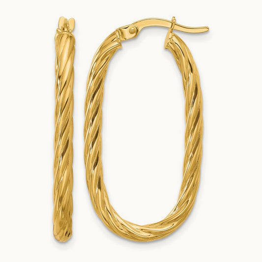 Polished Twisted Oval Hoop Earrings — Leslie's — 18mm