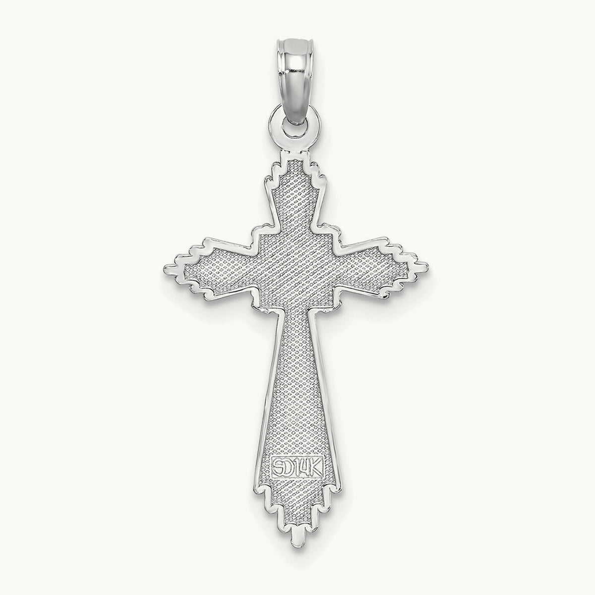 Fancy D/C Cross Charm, 14K White Gold