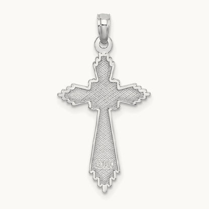 Fancy D/C Cross Charm, 14K White Gold