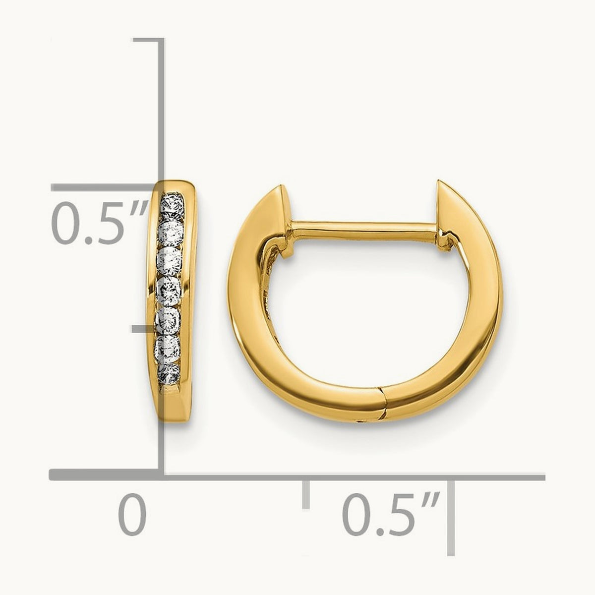 Hinged Hoop Earrings, 0.10 ct tw Lab-Grown Diamond — 14K Yellow Gold