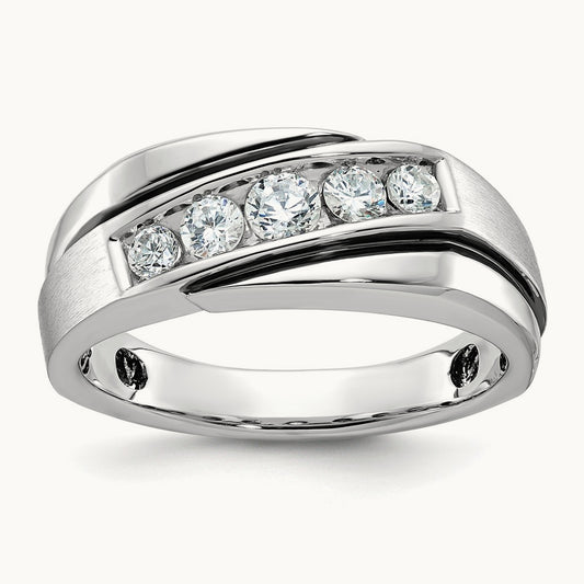 With Blck RH Men's Ring, 0.50 ct tw Lab-Grown Diamond