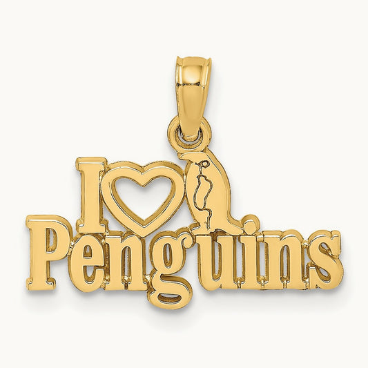 I HEART PENGUINS w/ Penguin Charm, 14K